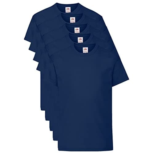 Image of Fruit of the Loom Kid's Original T-Shirt Pack of 5 Navy Blue