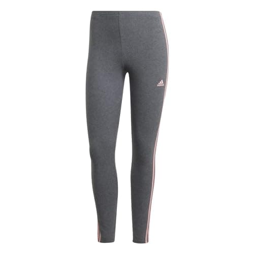 Image of adidas Women's Essentials 3-Stripes High-Waisted Single Jersey Leggings, Dark Grey Heather, S