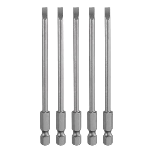 Image of sourcing map 5pcs SL4 Magnetic Slotted Screwdriver Bits 4mm S2 Steel Flat Head Screwdriver Bit 1/4" Hex Shank Industrial Grade Screw Driver Drill Bits 100mm (3.9") Long for Screws