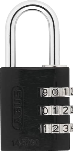 Image of ABUS Combination Lock 145/30 Black - Solid Aluminium Padlock - with Individually Adjustable Numeric Code - 34601 - Security Level 3