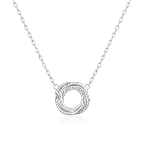 Image of Philip Jones Silver Plated Circle Knot Necklace Created with Zircondia® Crystals