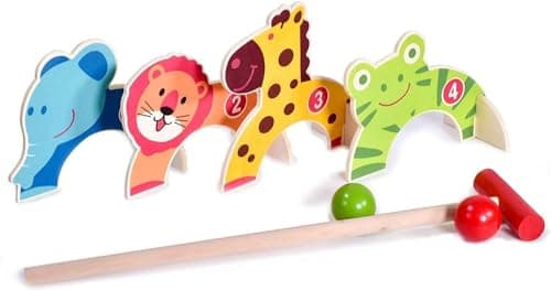 Image of ADEPTNA Kids Animal Croquet Golf Toy Family Garden Game Set with 2 Colourful balls - Early Educational Garden Game Set