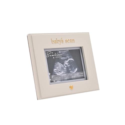 Image of Bambino “Baby’s Scan” Resin Photo Frame – Little Heart Design – 4" x 3" Keepsake Frame for Ultrasound Photo – Freestanding Baby Memory Display for Nursery, Shelf, or Gift