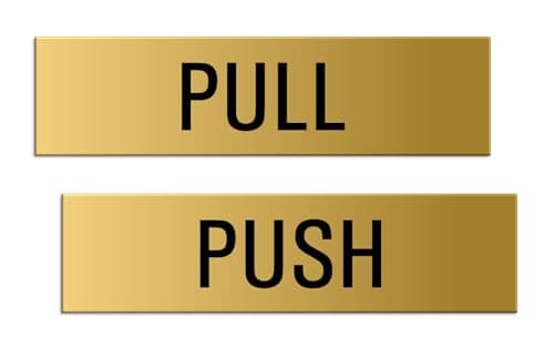 Image of Push Pull Signs Set of 2 aluminum gold 160x40 mm self-adhesive