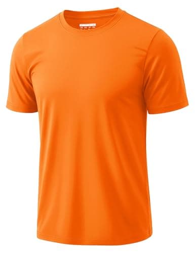 Image of MAGCOMSEN Mens T Shirt Gym Running Sports Top Lightweight Quick Dry UPF 50+ Athletic Shirt Workout Swimming Fishing Tshirt,Orange,L