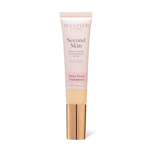 Image of Second Skin Dewy Liquid Face Foundation from Sculpted by Aimee - 32ml Buildable, Medium Coverage Foundation with Dewy Finish, Hyaluronic Acid, Collagen Boosting Formula, SPF 50, (Fair 2.0)