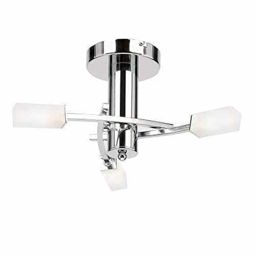 Image of Chrome & Frosted Glass G9 Semi Flush Dimmable 3 Lamp Ceiling Light