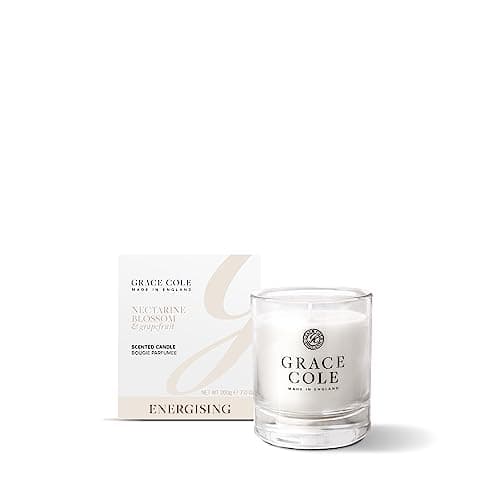 Image of Grace Cole Nectarine Blossom & Grapefruit Luxurious Sented Candle up to 40 Hours of Burn Time - Essential Oils - Vegan and Cruelty Free, No SLS or Parabens - Made in England