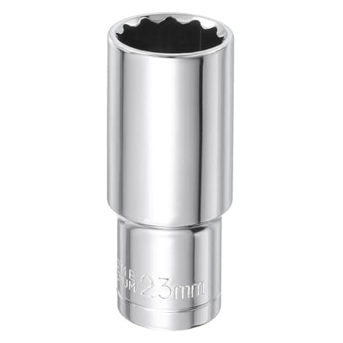 Image of sourcing map 12 Points Metric Deep Socket 1/2" Drive 23mm Impact Socket Cr-V Steel Chrome Plating Flip Sleeve Nut Driver Wrench for Home Auto Nuts Bolts Repair