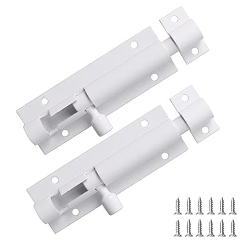 Image of Door Lock Bolts Security Slide Latch Lock 75mm (3") Barrel Bolt Strong Stainless Steel Matte for Bathroom, Bedroom, Gates, Shed, Garden - Door Latch Slide Bolts Lock with Screws(2pcs,White)