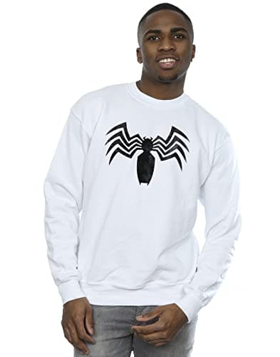 Image of Marvel Men's Venom Spider Logo Emblem Sweatshirt White Large