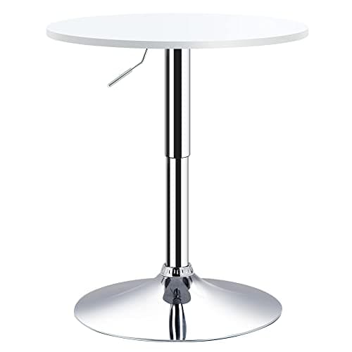 Image of HOMCOM Bar Table Φ60cm Adjustable Height Round Bistro Table w/Swivel Top Metal Frame Counter Surface Stylish Kitchen Conservatory White