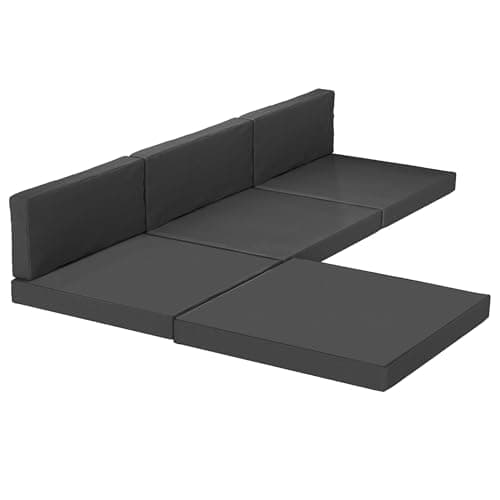 Image of Outsunny 7-Piece Patio Furniture Cushions, 60x60 cm Water-Repellent Outdoor Loveseat Cushion with Backrest, Removable Covers for Rattan Furniture, Black