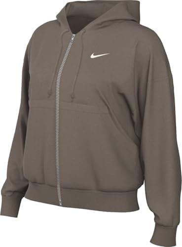 Image of NIKE Sportswear Phoenix Fleece Oversized Women's Hoodie with Full Zip, Mink Brown/Sail, DQ5758-233, XS