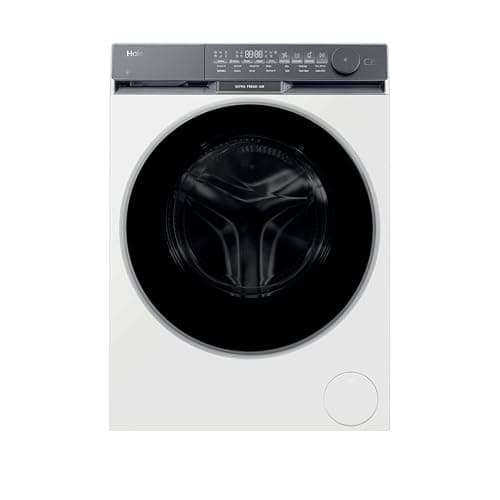 Image of Haier X Series 9 Washing Machine, 10kg, 1400 rpm, A-30 percent Energy Class, Ultra Fresh Air, Refresh Cycle, Direct Motion Motor, 14 Programmes, White-Black Door, 57x60x85 cm -HW100-B14387UUK
