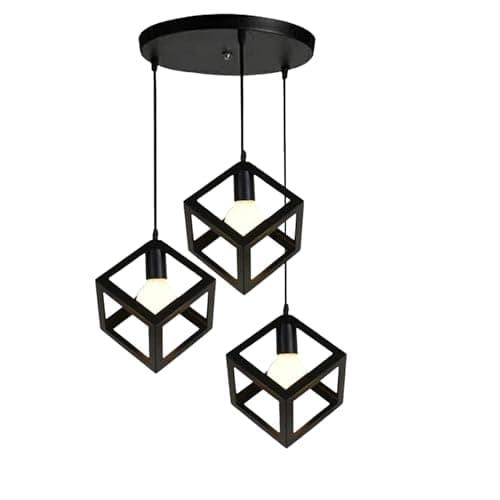 Image of MOSSODOR Amelie Cubic Cage Geometric Iron Cut-Out Frame 3in1 Pendant Light LED E27 Bulb Fixture Home, Restaurant