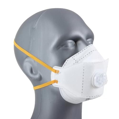 Image of FFP2 Face Mask Pk 1 - Disposable Fold Flat Respirator EN149 CE Certified - 3 Layer Filtering Against Airborne Particles, Exhalation Valve for Easy Breathing, Comfort Ear Loops and Pliable Nose Bridge