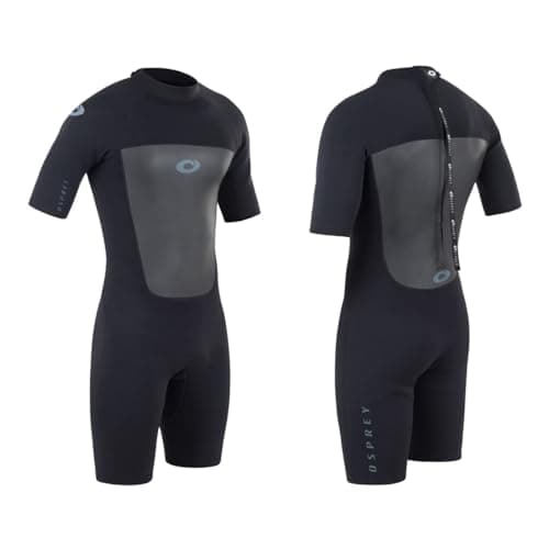Image of Osprey Men's Shorty 3 mm Summer Wetsuit, Adult Short Sleeve Neoprene Surfing Diving Wetsuit, Origin, Multiple Colours, Black, XL