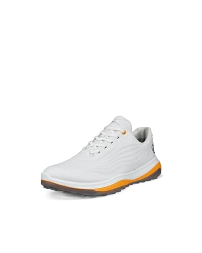 Image of ECCO Mens LT1 M Lace Up Spikeless Golf Shoes - White/Sunrise - UK 10