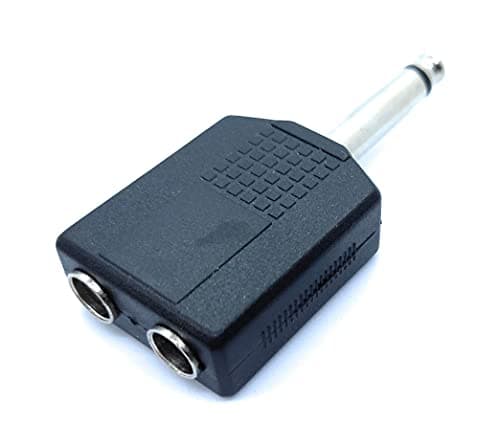 Image of 1pcs 6.35mm Mono Jack Plug to 2 x Twin 6.35mm Mono Jack Socket Splitter Adapter Dual Mono 1/4 Y Adaptor