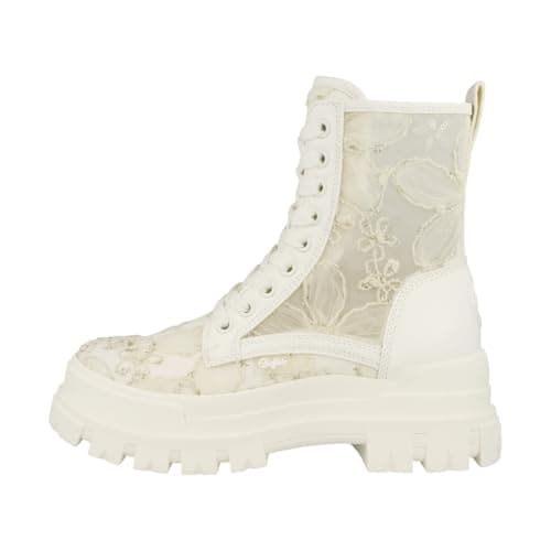 Image of Buffalo Aspha Rld Bloom Flower Vegan Womens Ankle Boots in White - 5 UK