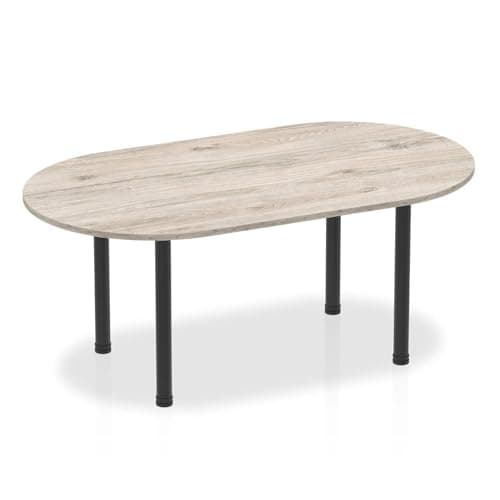 Image of OPO Impulse Freestanding 1800/2400mm Rectangular Boardroom Table Attractive Post Legs | Sturdy Build Weather & Heat Resistant Melamine Finish Table Grey Oak Black 1800