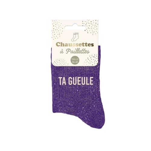 Image of STC, Glitter Socks - Ta Gueule, Purple, One Size