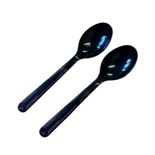 Image of Heavy Duty Reusable Plastic Spoons, Black, Pack of 1000, Polystyrene