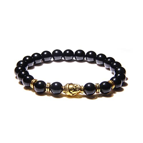 Image of 8 Mm Royal Blue Tiger Eye Bracelets Men Silver Color Buddha Head Charm Bracelet Women Amulet Vinatge Yellow Stone Beads Pulsera,Onyx 1,17cm