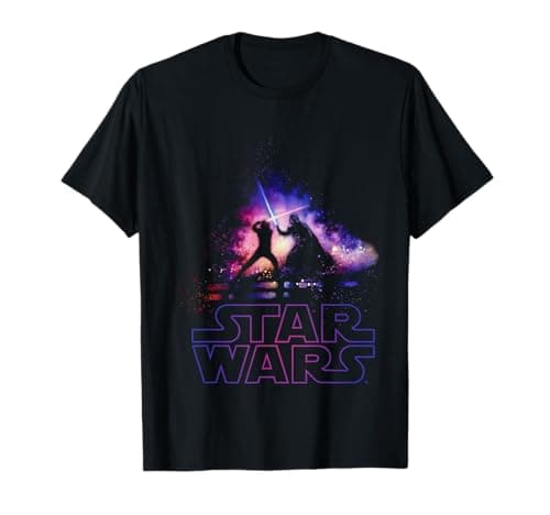 Image of Star Wars Light Saber Fight Galaxy Silhouette T-Shirt