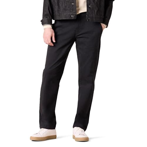 Image of Amazon Essentials Men's Straight-Fit Casual Stretch Chino Trousers, Black, 34W / 31L