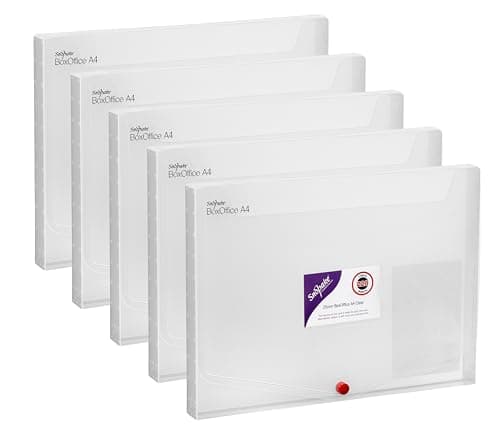 Image of Snopake A4 25 mm BoxOffice – Clear [Pack of 5] Polypropylene Storage Box with Business Card Holder [13733]