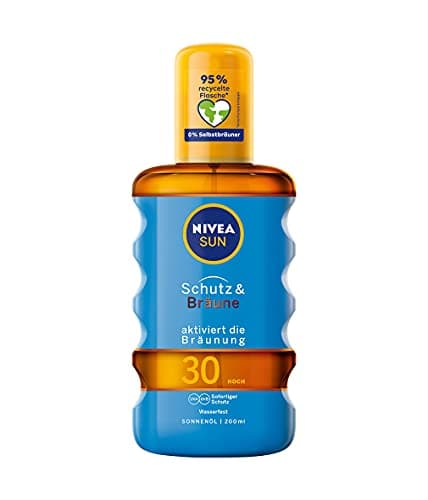Image of NIVEA Sun Protection & Tan Sun Oil Spray SPF 30 (200 ml), Sun Cream with Pro Melanin Extract for an Even Tan, Instant Sun Protection with UVA/UVB Filter System