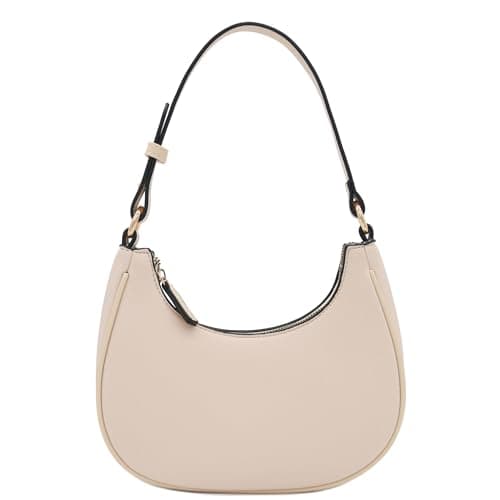 Image of FashionPuzzle Small Crescent Shoulder Bag Underarm Purse, Nude/Nude, One Size
