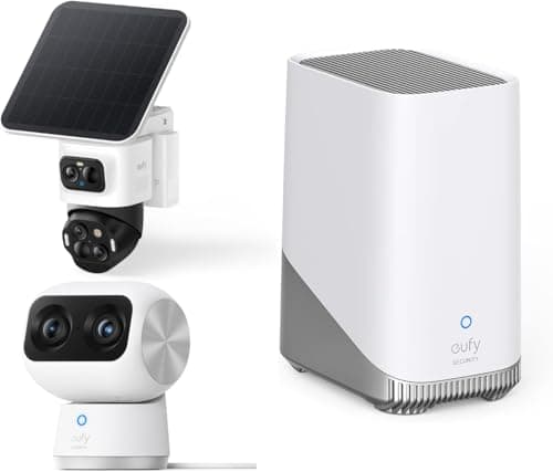 Image of eufy Security Camera Outdoor Wireless,eufyCam S4, Indoor Cam S350,with S380 HomeBase Triple-Lens Bullet-PTZ Cam,4K UHD, 360° Pan and Tilt,Auto Track, 8×Hybrid Zoom,Colour Night Vision, No Monthly Fee