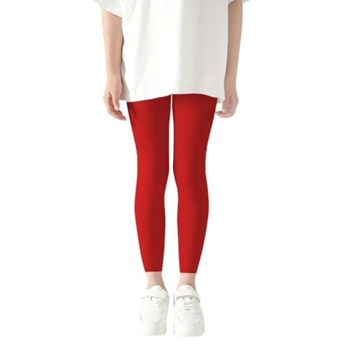 Image of PopCouture Girls Plain Cotton Ribbed School Leggings Red 2-3 Years