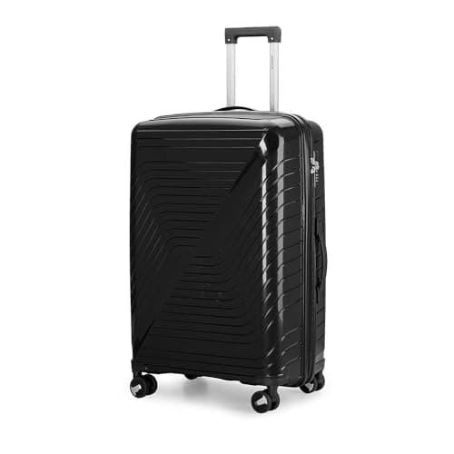 Image of Aerostar 28” Large Lightweight PP Hard Suitcase 4 Silent Spinner Wheels Check-in Luggage Integrated TSA Combination Lock for 20 to 23kg (Black, 100 Litre)