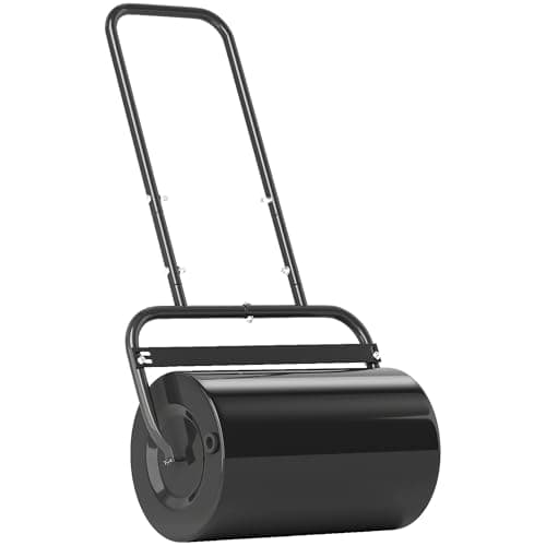 Image of Outsunny Garden Lawn Roller, Outdoor Grass Roller Aerator Filled with 62kg Sand or 38L Water, Heavy Duty Steel Lawn Push Rolling Tool for Grass Seeding, Soil Levelling, Black