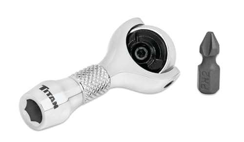 Image of Titan 11340 1/4-Inch Drive x 2-1/4-Inch 90-Tooth Swivel Head Nano Ratchet with Hex Drive Handle