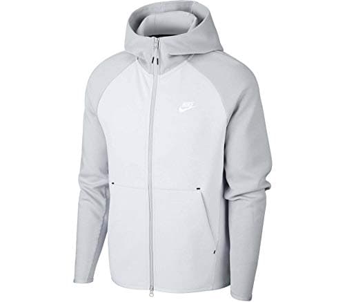 Image of Nike M Nsw Tch Flc Hoodie Fz Sweatshirt - Pure Platinum/Light Smoke Grey/(White), XXX-Large
