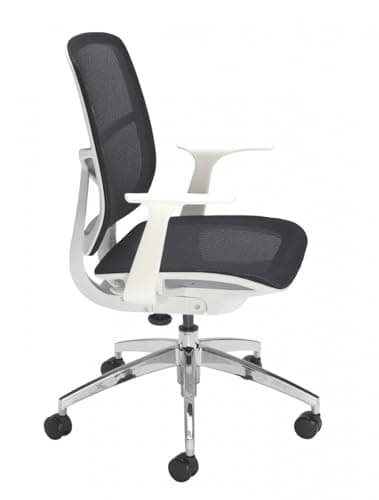 Image of LAB SPACE Zico Ergonomic Mesh Office Chair, Black/White, Height Adjustable, Modern Contemporary Style, Synchro Mechanism, Chrome Base