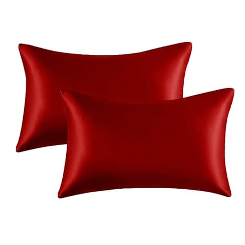 Image of My home store Satin Pillow Case Pink 2 Pack - Fluffy Soft Satin Silk Pillowcases - Standard Size 50 x 75cm Hypoallergenic Pillow case