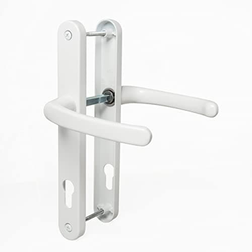 Image of UPVC Door Handles Set - White - Lever/Lever - 92mm PZ (Centres) - 215mm Screw to Screw - Backplate 245mm X 32mm - UPVC Door Handle - White Replacement UPVC Door Handles - PVC Door Handle