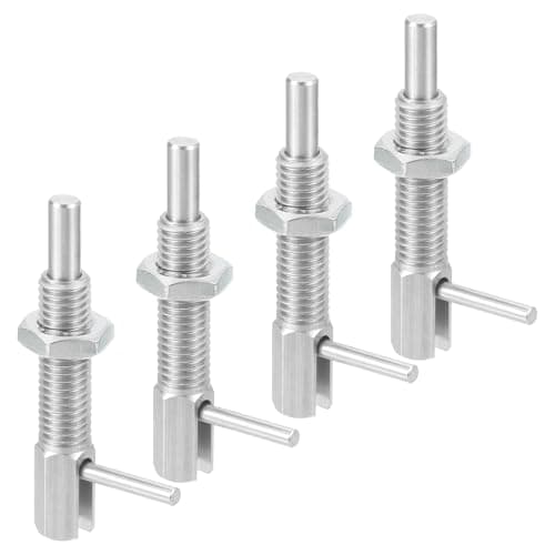 Image of sourcing map 4 Pcs Retractable Indexing Plunger Pin, M10 l Spring Plunger Stainless Steel Spring Loaded Latch Telescopic Locking Pin with Nut for Machinery Shipbuilding