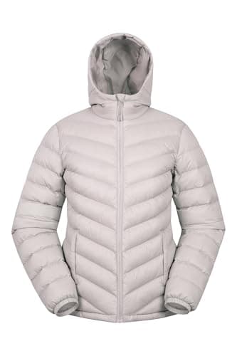 Image of Mountain Warehouse Seasons Womens Padded Jacket - Water Resistant Coat, Puffer Jacket, Front Pockets, Adjustable Elastic Cuffs & Hood - For Spring Summer, Outdoors Light Beige Women's Size 14