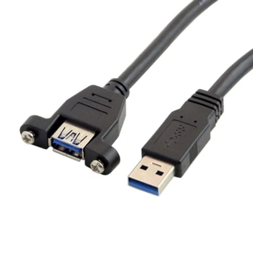 Image of CY USB 3.0 A Type Male to Female Extension Cable with Panel Mount Screws 50cm