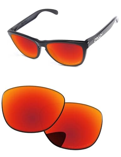 Image of PapaViva Replacement Lenses for Oakley Frogskins OO9013 55mm Sunglass Fire Red Polarized