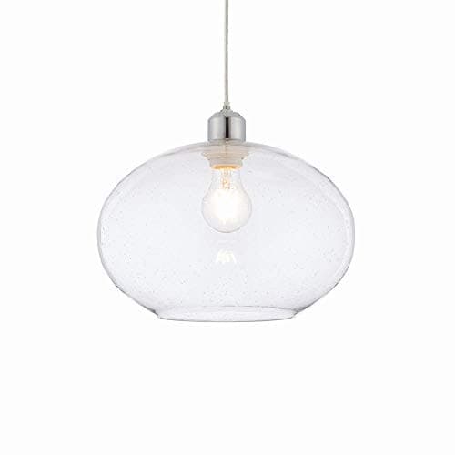 Image of Clear Glass with Bubbles Non Electric 1 Light Pendant Ceiling Light