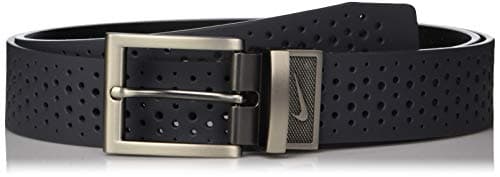 Image of Nike Men's Perforated Reversible Belt, Dark Grey/Black, 32