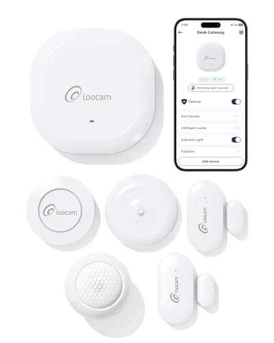 Image of Loocam Smart Home Security Alarm System, 6 Piece Kit, Zigbee Connection, APP Remote Control, Easy Installation, 2 Door and Window Sensor, 1 PIR Motion Detector, 1 Smart Button, 1 Water Detector, 1 Hub